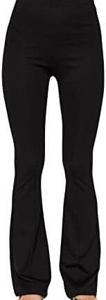 بنطلون محبوك واسع من الأسفل للنساء بلون أسود من ترنديول