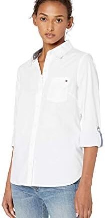 تومي هيليفيغر قميص كلاسيكي باكمام طويلة وازرار امامية للنساء (قياسي ومقاس كبير)