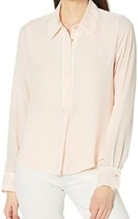 بلوزة رياضية باكمام طويلة وازرار امامية واطراف متباينة للنساء من تومي هيلفيجر