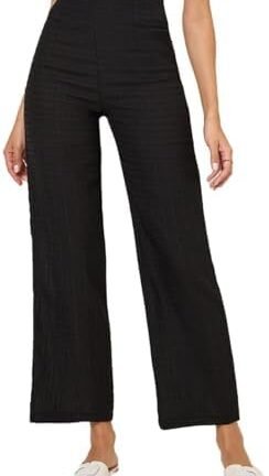 بنطلون سيرسساكر منسوج بقصة مستقيمة للنساء من ستايلي، موديل