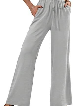 سروال باراشوت باراشوت بارجل واسعة، سروال كارجو فضفاض بقصة فضفاضة بخصر مطاطي مع رباط سحب