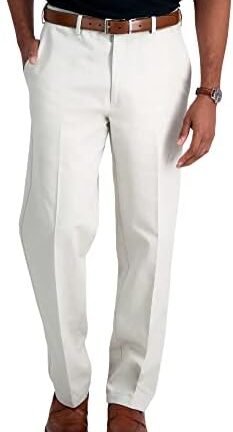 بنطال رجالي من مجموعة وورك تو ويكند من هاغر بتصميم أمامي مسطح وخصر خفي قابل للتمدد لا يحتاج للكي