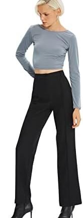 سروال قصير عالي الخصر مخيط ومضلع للنساء من ترينديول، لون اسود