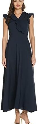 فستان نسائي كاجوال مصنوع من الكريب بخصر ضيق وتنورة واسعة من كرافي