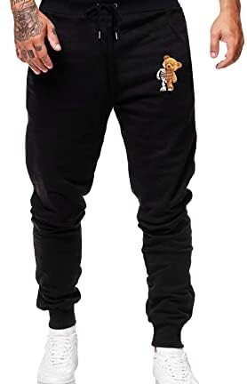 سروال رياضي للرجال من جورجليتر مطبوع عليه رسومات جرافيك ورباط عالي الخصر مع جيب