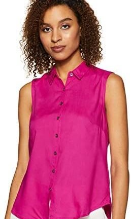 بلوزة بقصة عادية للنساء ولون سادة من أمازون براند - سيمبول