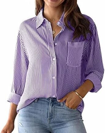 بلوزة مخططة للنساء، بلوزة طويلة وصيفية كاجوال