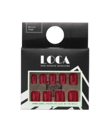 لوكا، أظافر صناعية، شكل طبيعي، لون أحمر - 24 قطعة