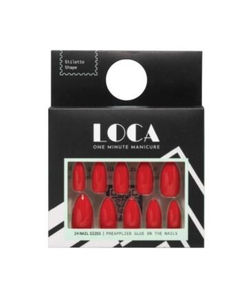 لوكا، أظافر صناعية، شكل ستيليتو، لون أحمر - 24 قطعة