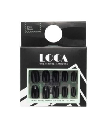 لوكا، أظافر صناعية، شكل أوفال، لون أسود - 24 قطعة