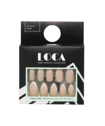 لوكا، أظافر صناعية، شكل ستيليتو، لون فرينش - 24 قطعة
